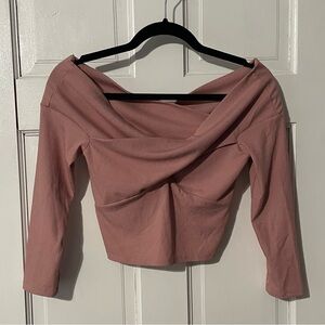 Pink Long Sleeve Crop Top